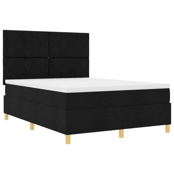 Boxspringbett mit Kopfteil Schwarz 160 x 200 cm Stoff