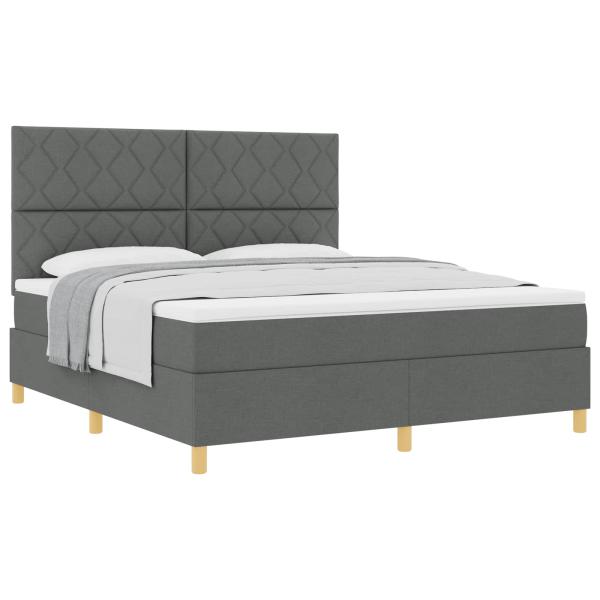Boxspringbett mit Kopfteil Dunkelgrau 180 x 200 cm Stoff