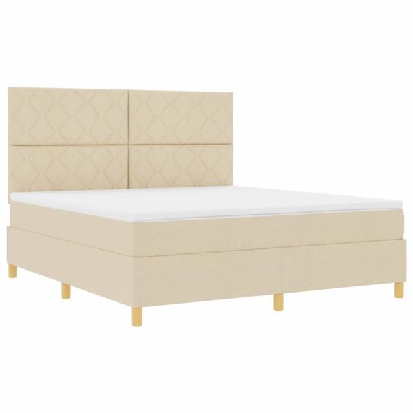 Boxspringbett mit Kopfteil Creme 180 x 200 cm Stoff