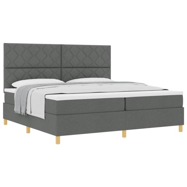 Boxspringbett mit Matratze Dunkelgrau 200 x 200 cm Stoff