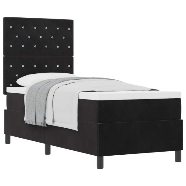 Boxspringbett mit Matratze Schwarz 80 x 200 cm Samt