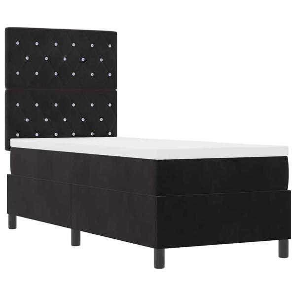 Boxspringbett mit Matratze Schwarz 80 x 200 cm Samt