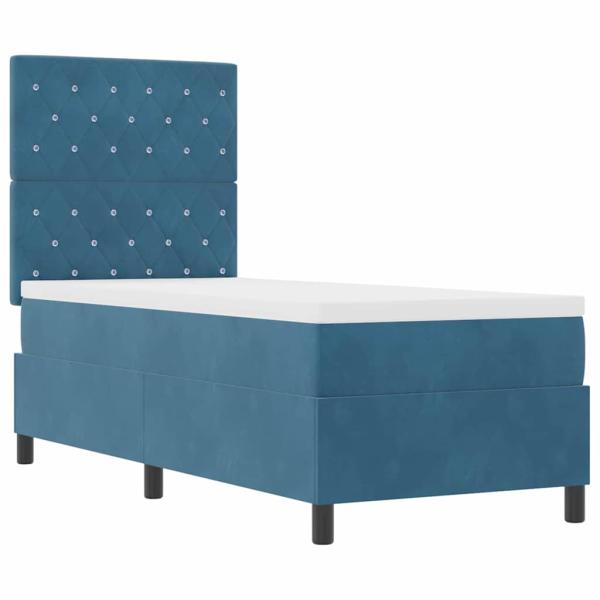 Boxspringbett mit Matratze Dunkelblau 80 x 200 cm Samt