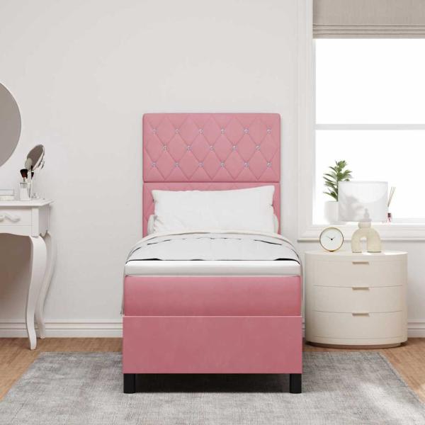 Boxspringbett mit Matratze mit Kopfteil Rosa 80 x 200 cm Samt