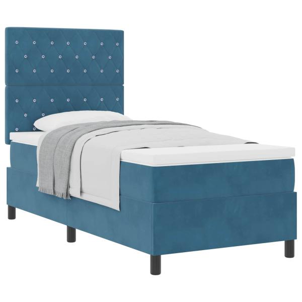 Boxspringbett mit Matratze Dunkelblau 90 x 190 cm Samt