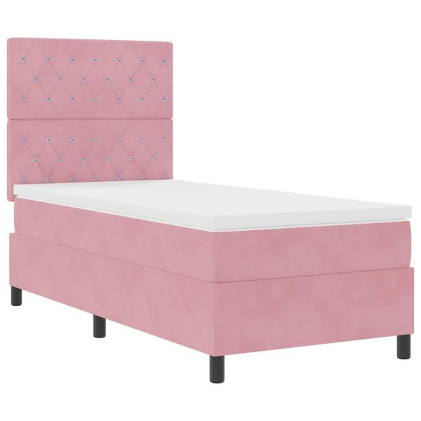 Boxspringbett mit Matratze mit Kopfteil Rosa 90 x 190 cm Samt