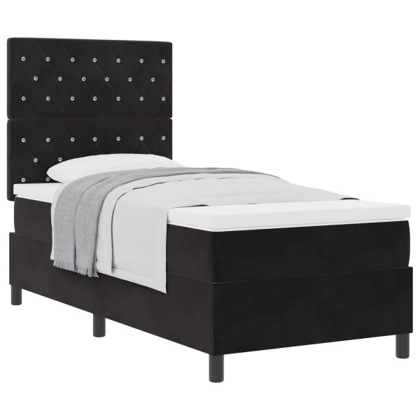 Boxspringbett mit Matratze Schwarz 100 x 200 cm Samt