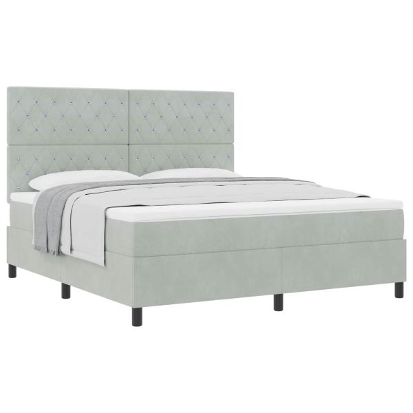 Boxspringbett mit Matratze Hellgrau 180 x 200 cm Samt