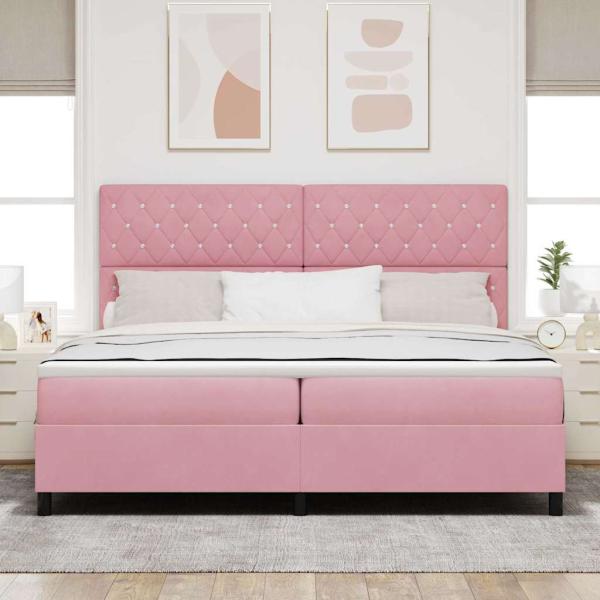 Boxspringbett mit Kopfteil Rosa 200 x 200 cm Samt