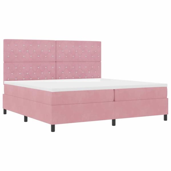 Boxspringbett mit Kopfteil Rosa 200 x 200 cm Samt