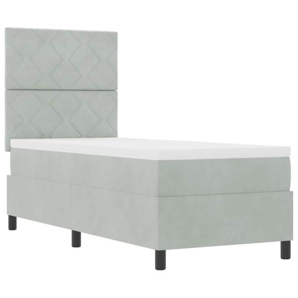 Boxspringbett mit Kopfteil Hellgrau 80 x 200 cm Samt