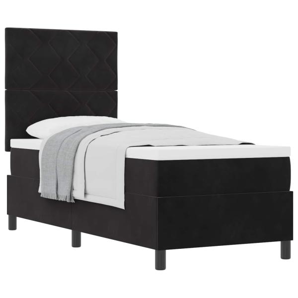 Boxspringbett mit Kopfteil Schwarz 80 x 200 cm Samt