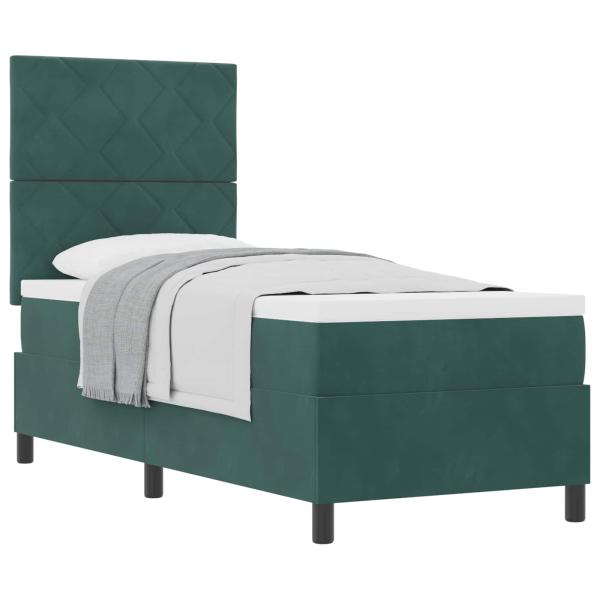 Boxspringbett mit Kopfteil Dunkelgrün 80 x 200 cm Samt