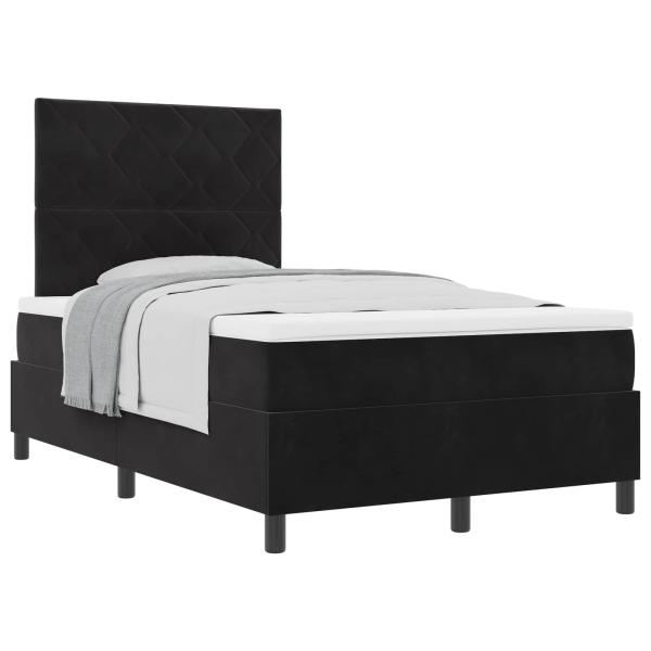 Boxspringbett mit Kopfteil Schwarz 120 x 190 cm Samt