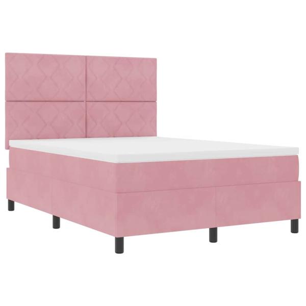 Boxspringbett mit Kopfteil Rosa 140 x 200 cm Samt