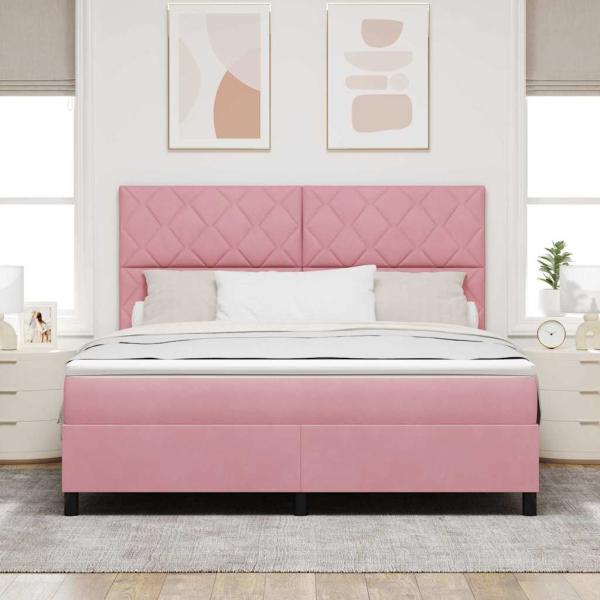 Boxspringbett mit Kopfteil Rosa 180 x 200 cm Samt