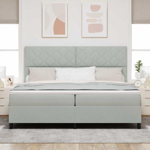 Boxspringbett mit Kopfteil Hellgrau 200 x 200 cm Samt