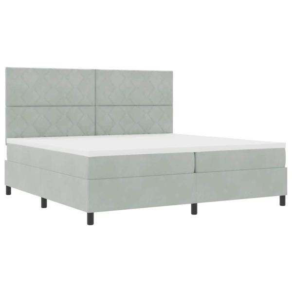 Boxspringbett mit Kopfteil Hellgrau 200 x 200 cm Samt