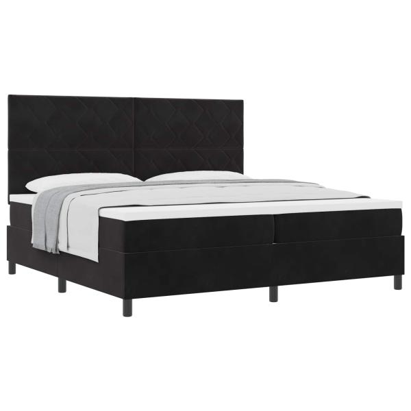 Boxspringbett mit Kopfteil Schwarz 200 x 200 cm Samt