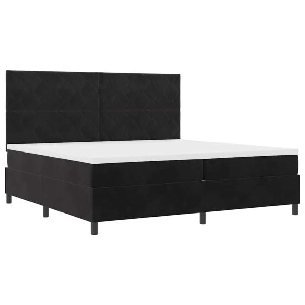 Boxspringbett mit Kopfteil Schwarz 200 x 200 cm Samt