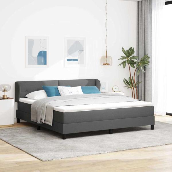 ARDEBO.de - Boxspringbett mit Kopfteil Dunkelgrau 180 x 200 cm Stoff