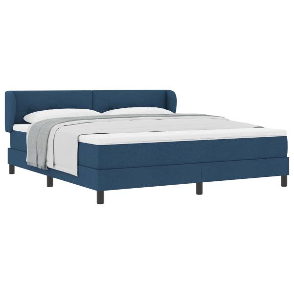 Boxspringbett mit Kopfteil Blau 180 x 200 cm Stoff