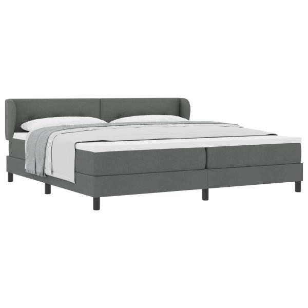 Boxspringbett mit Kopfteil Dunkelgrau 200 x 200 cm Stoff