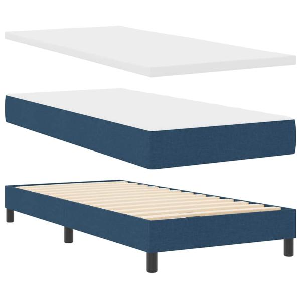 Boxspringbett mit Kopfteil Blau 90 x 200 cm Stoff
