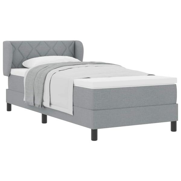 Boxspringbett mit Kopfteil Hellgrau 100 x 200 cm Stoff