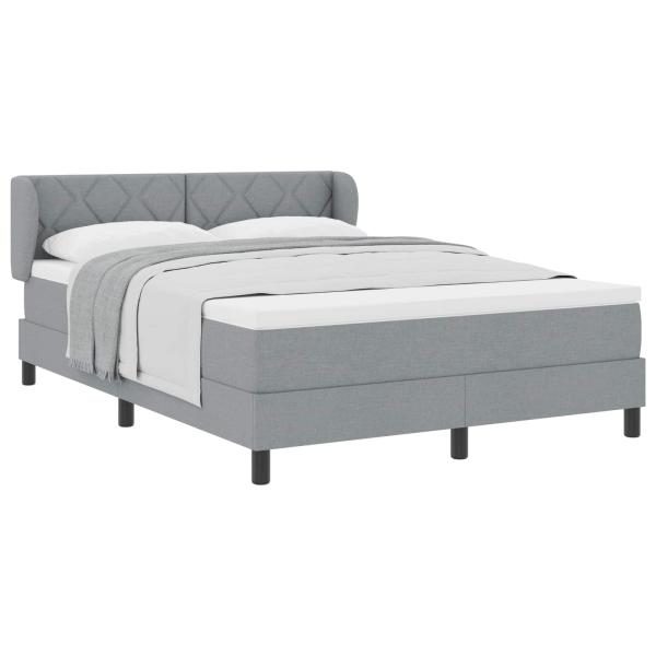 Boxspringbett mit Kopfteil Hellgrau 140 x 200 cm Stoff