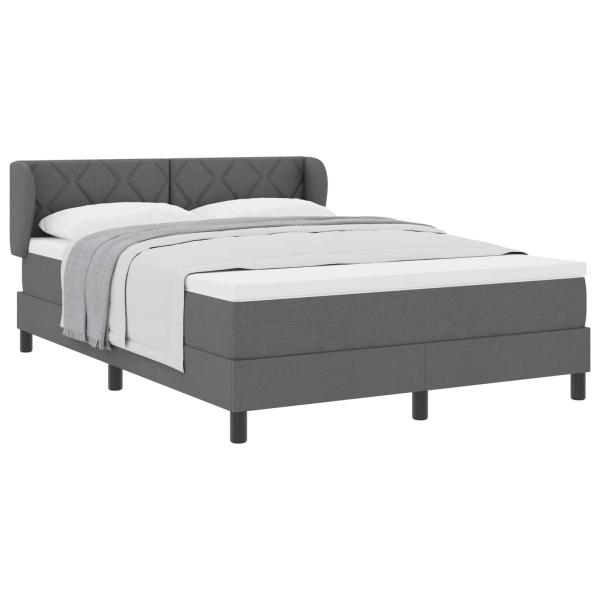 Boxspringbett mit Kopfteil Dunkelgrau 160 x 200 cm Stoff