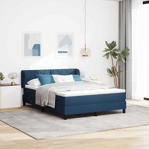 ARDEBO.de - Boxspringbett mit Kopfteil Blau 160 x 200 cm Stoff