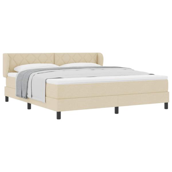 Boxspringbett mit Kopfteil Creme 180 x 200 cm Stoff