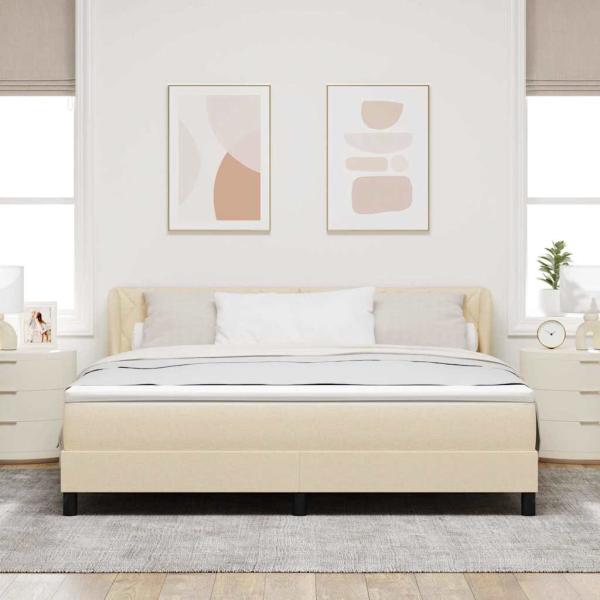 Boxspringbett mit Kopfteil Creme 180 x 200 cm Stoff