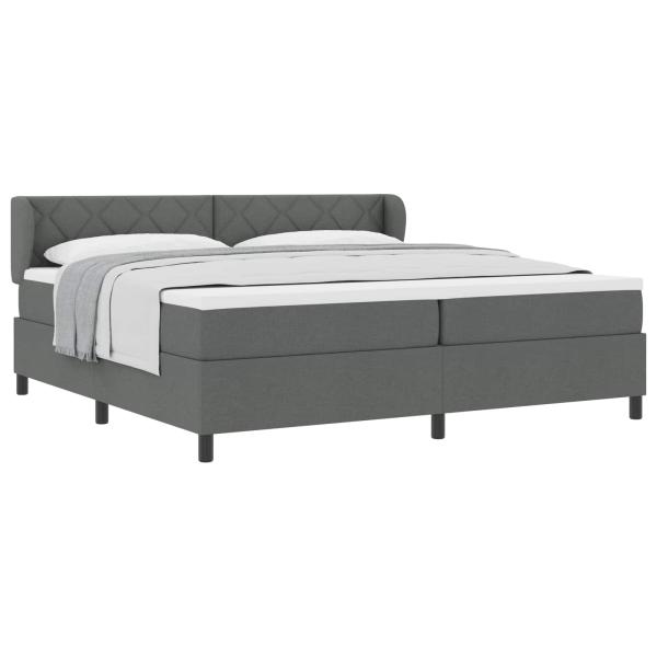 Boxspringbett mit Kopfteil Dunkelgrau 200 x 200 cm Stoff