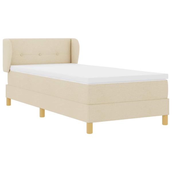 Boxspringbett mit Kopfteil Creme 90 x 190 cm Stoff