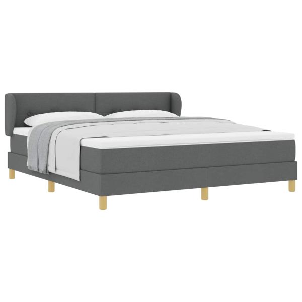 Boxspringbett mit Kopfteil Dunkelgrau 180 x 200 cm Stoff