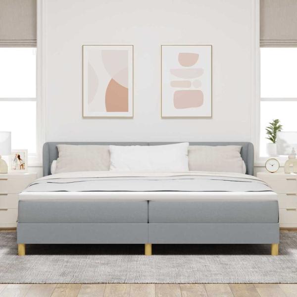 Boxspringbett mit Kopfteil Hellgrau 200 x 200 cm Stoff