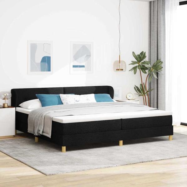 ARDEBO.de - Boxspringbett mit Kopfteil Schwarz 200 x 200 cm Stoff