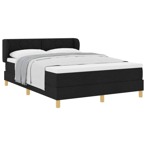 Boxspringbett mit Kopfteil Schwarz 140 x 190 cm Stoff
