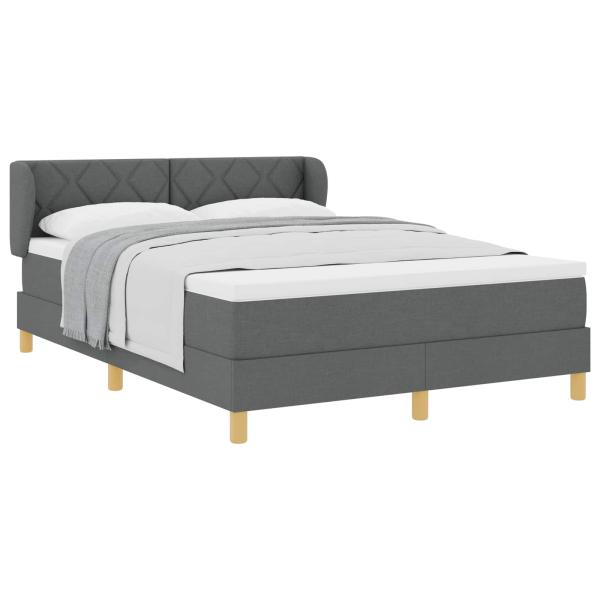 Boxspringbett mit Kopfteil Dunkelgrau 140 x 200 cm Stoff