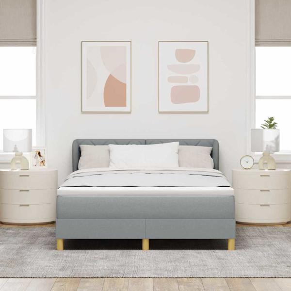 Boxspringbett mit Kopfteil Hellgrau 160 x 200 cm Stoff
