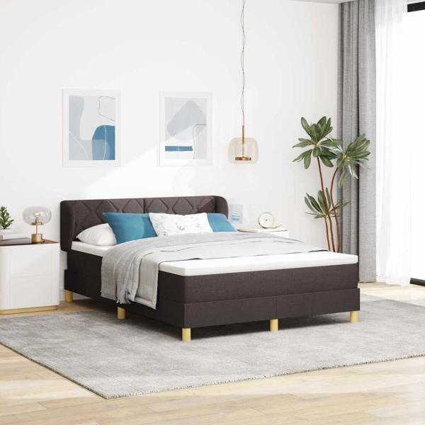 ARDEBO.de - Boxspringbett mit Kopfteil Dunkelbraun 160 x 200 cm Stoff