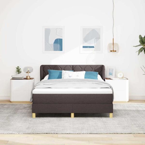 Boxspringbett mit Kopfteil Dunkelbraun 160 x 200 cm Stoff