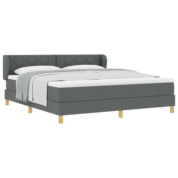 Boxspringbett mit Kopfteil Dunkelgrau 180 x 200 cm Stoff