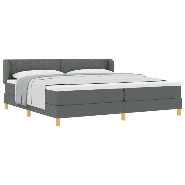 Boxspringbett mit Kopfteil Dunkelgrau 200 x 200 cm Stoff
