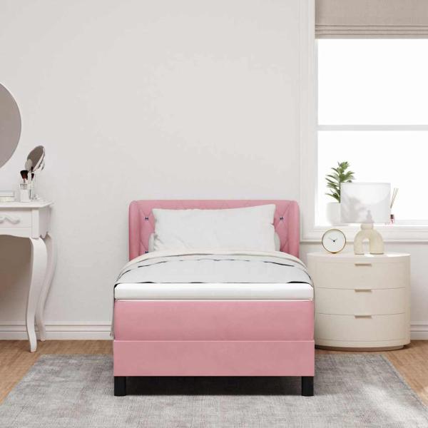 Boxspringbett mit Kopfteil Rosa 100 x 200 cm Samt
