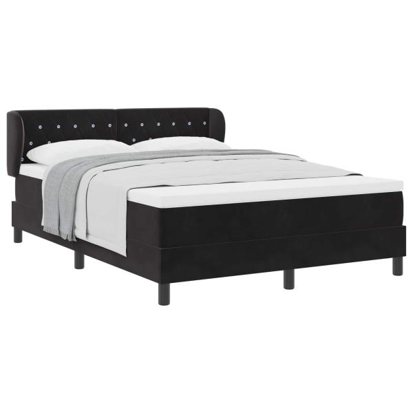 Boxspringbett mit Kopfteil Schwarz 140 x 200 cm Samt