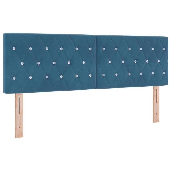 Boxspringbett mit Kopfteil Dunkelblau 160 x 200 cm Samt