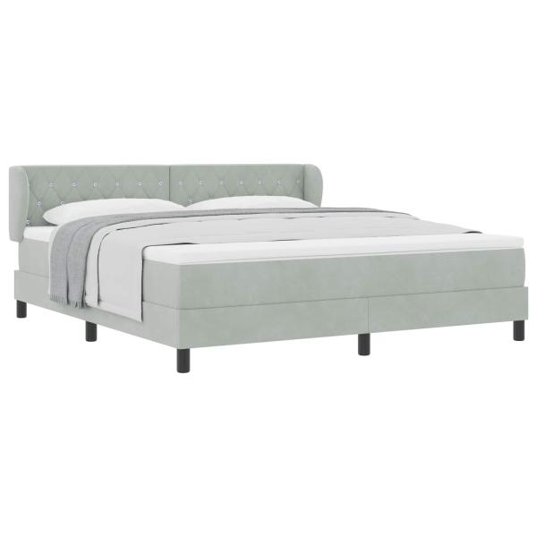 Boxspringbett mit Kopfteil Hellgrau 180 x 200 cm Samt